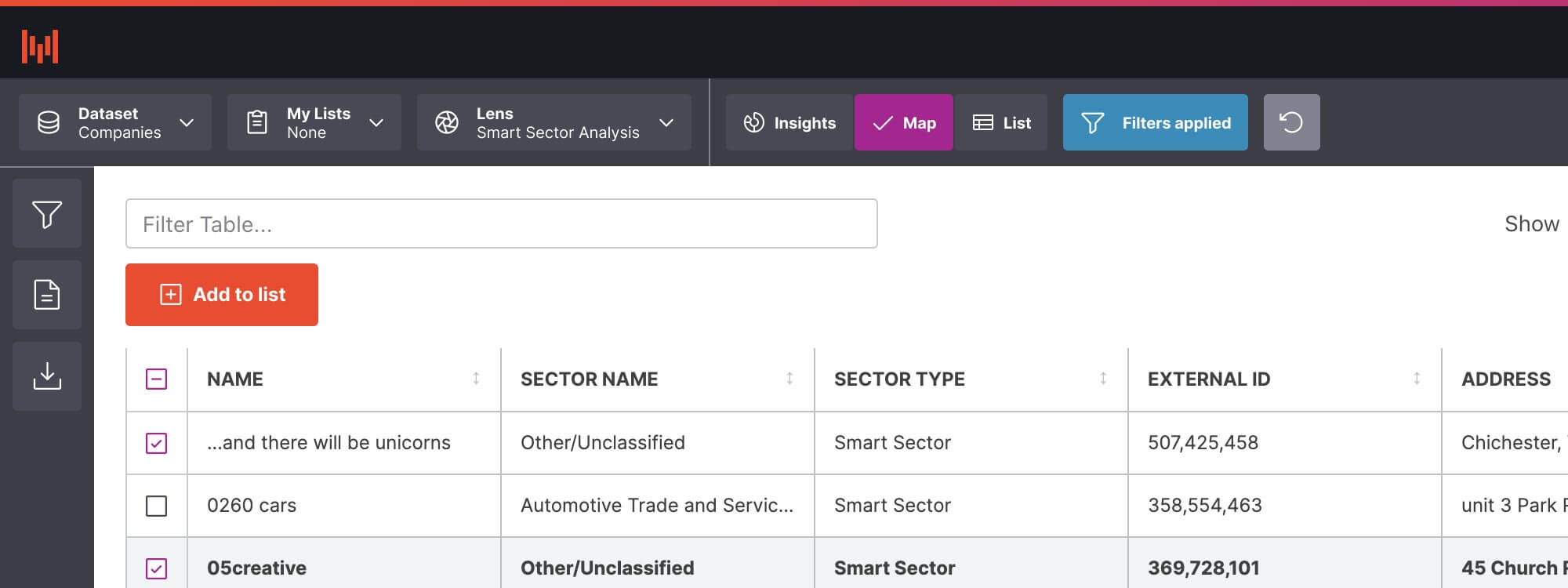 Mosaic interface showing buser list